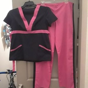 Hot Pink & Black Scrub Set